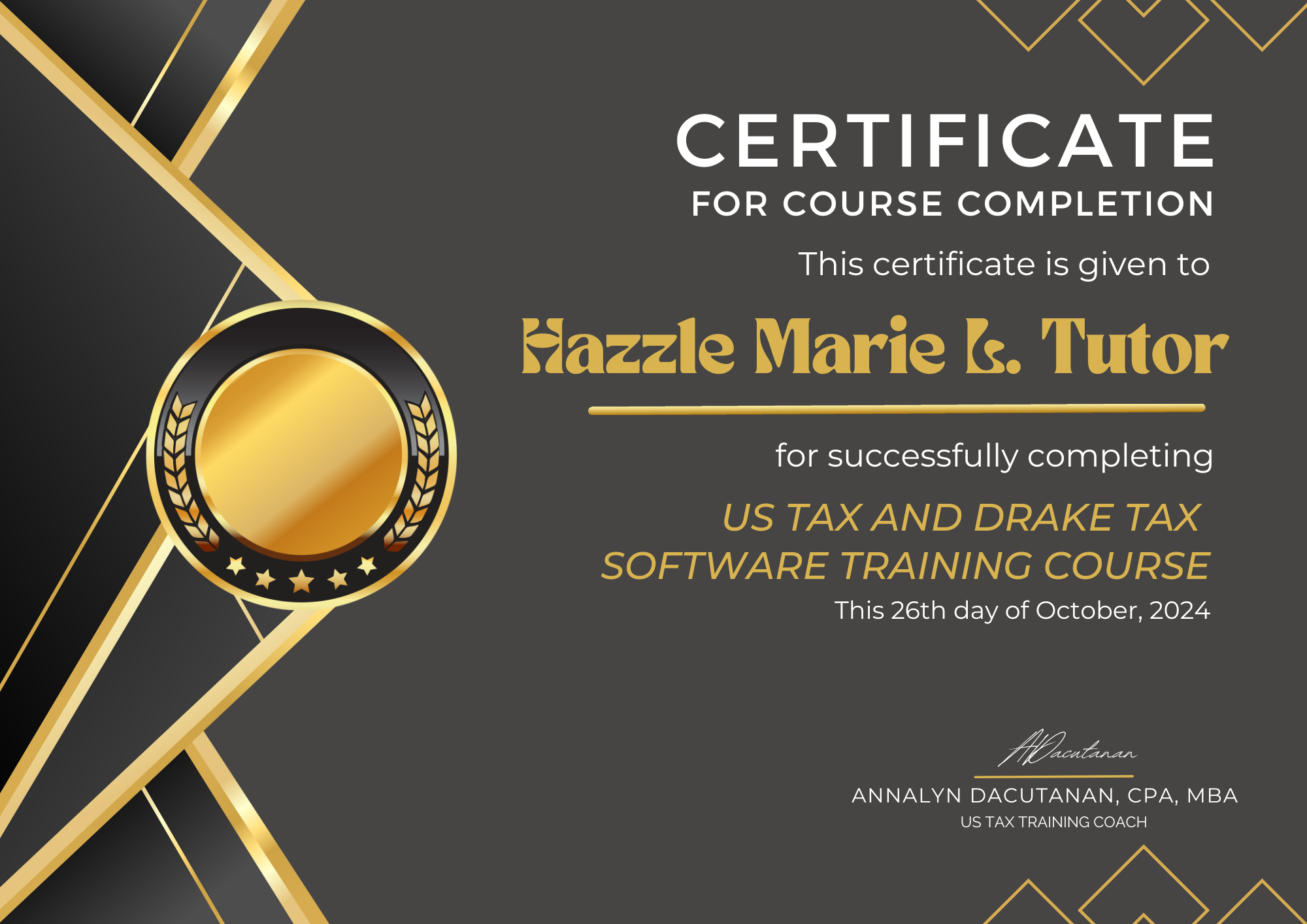 US Tax Training Certificate